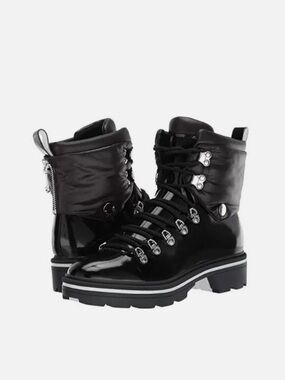 Sigerson Morrison Macre patent leather hiking boots in black size 38